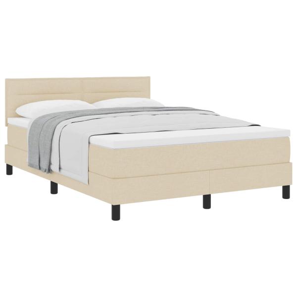 Boxspringbett mit Matratze Creme 140x190 cm Stoff