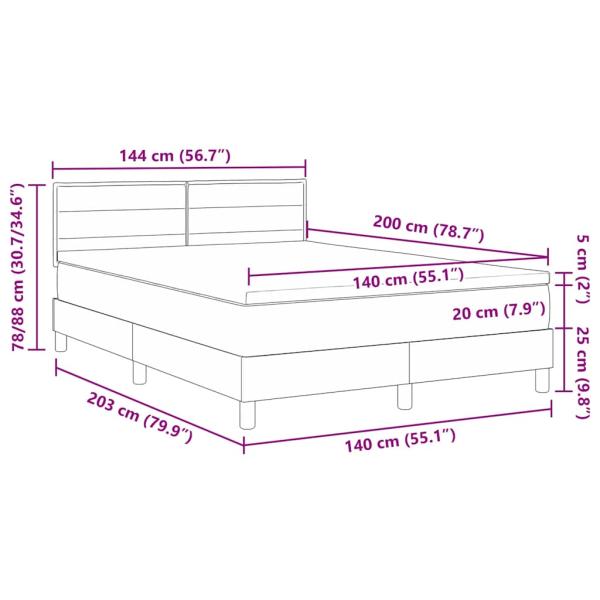 Boxspringbett mit Matratze Hellgrau 140x200 cm Stoff