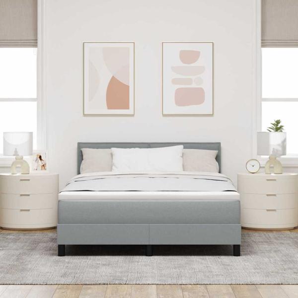 Boxspringbett mit Matratze Hellgrau 140x200 cm Stoff
