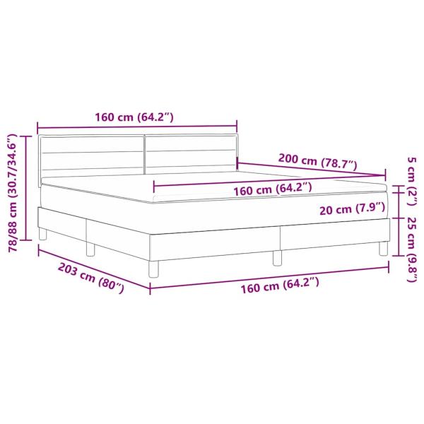 Boxspringbett mit Matratze Dunkelgrau 160x200 cm Stoff