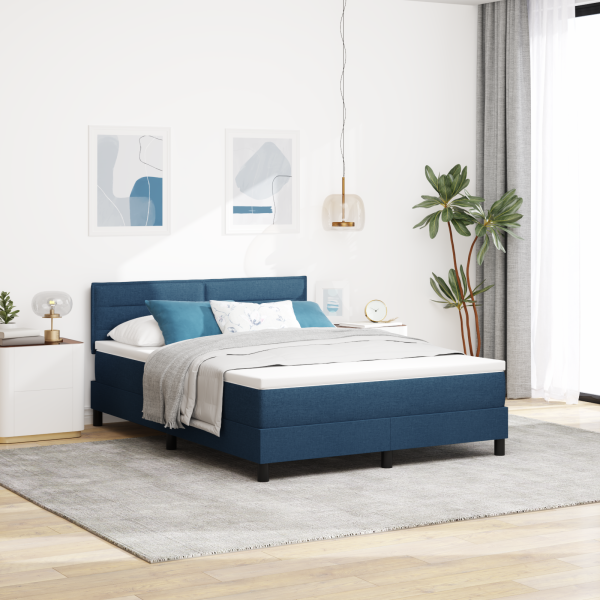 Boxspringbett mit Matratze Blau 160x200 cm Stoff