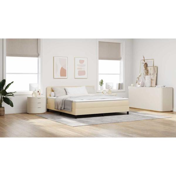 Boxspringbett mit Matratze Creme 180x200 cm Stoff