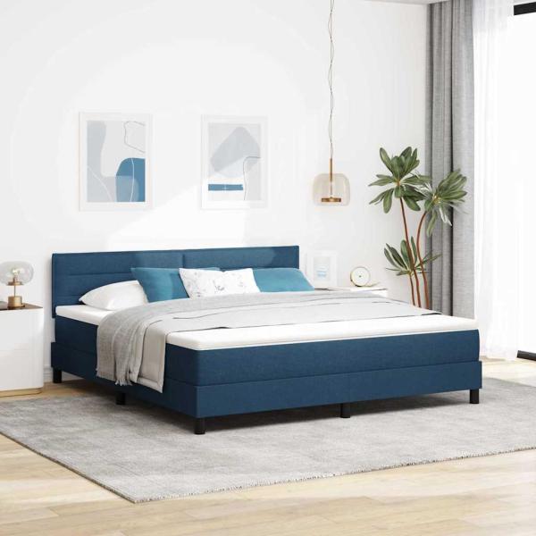 Boxspringbett mit Matratze Blau 180x200 cm Stoff