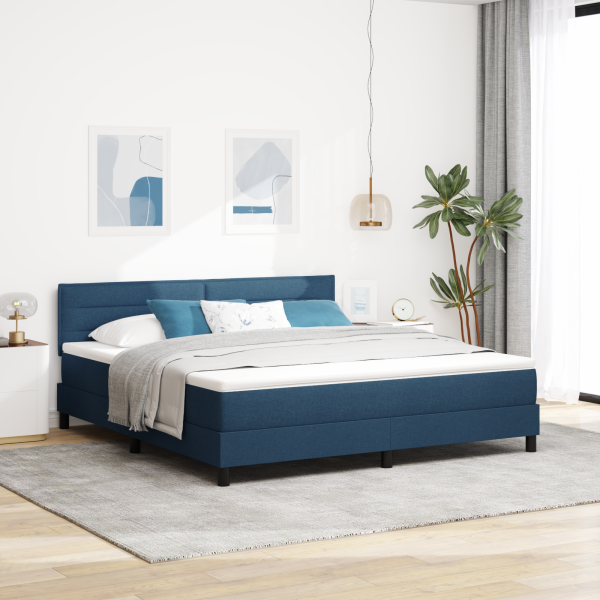 Boxspringbett mit Matratze Blau 180x200 cm Stoff