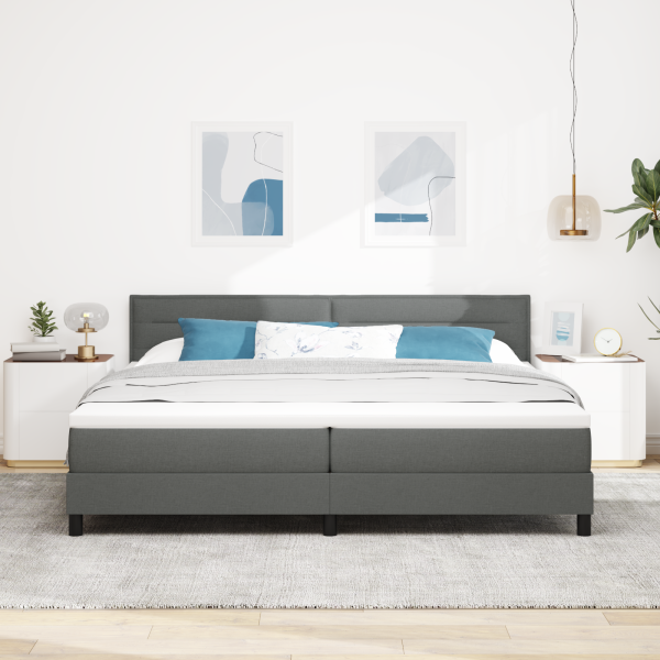 Boxspringbett mit Matratze Dunkelgrau 200x200 cm Stoff