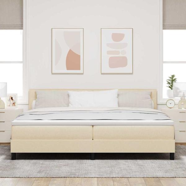 Boxspringbett mit Matratze Creme 200x200 cm Stoff