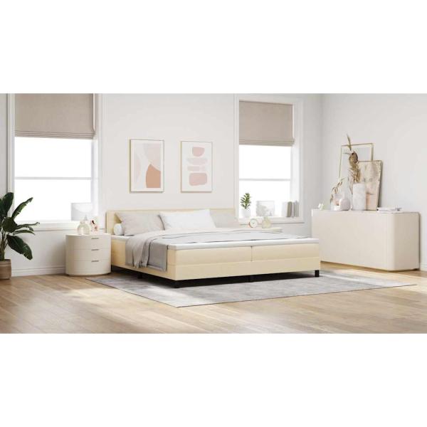 Boxspringbett mit Matratze Creme 200x200 cm Stoff