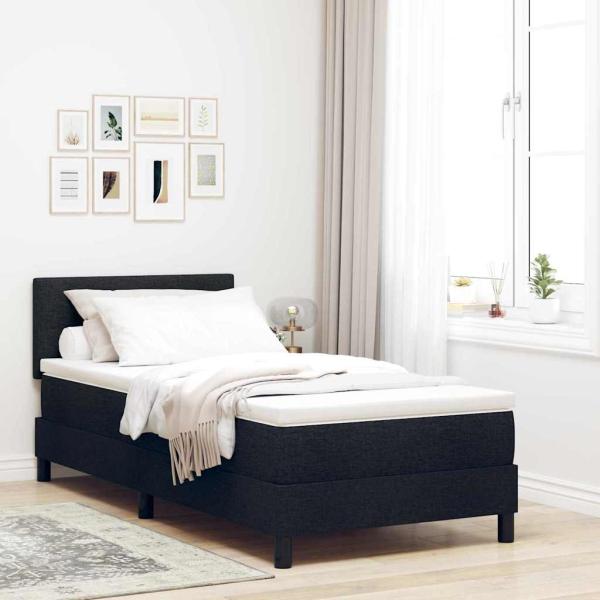 Boxspringbett mit Kopfteil Schwarz 90 x 190 cm Stoff
