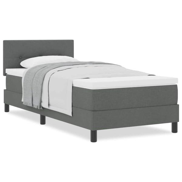 Boxspringbett mit Matratze Dunkelgrau 90x200 cm Stoff