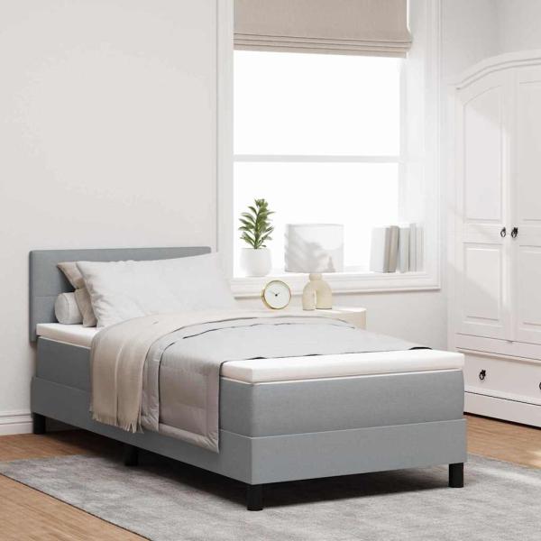 ARDEBO.de - Boxspringbett mit Matratze Hellgrau 100x200 cm Stoff