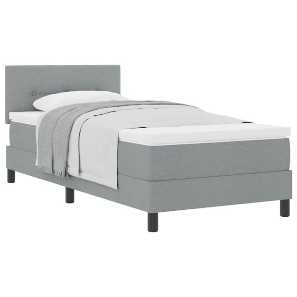 Boxspringbett mit Matratze Hellgrau 100x200 cm Stoff