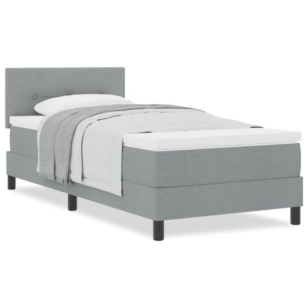 Boxspringbett mit Matratze Hellgrau 100x200 cm Stoff