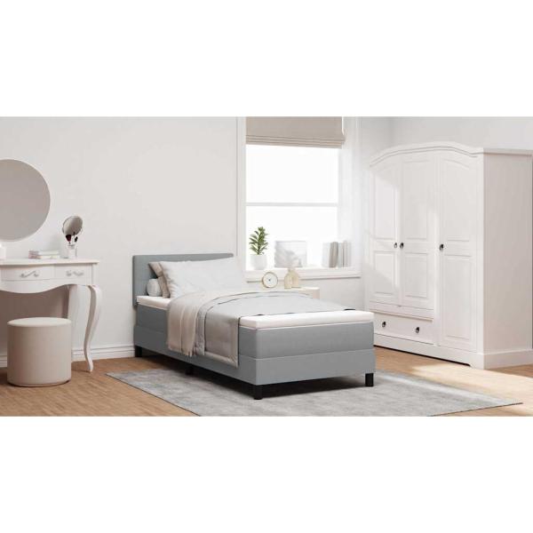 Boxspringbett mit Matratze Hellgrau 100x200 cm Stoff