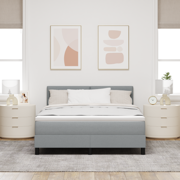 Boxspringbett mit Kopfteil Hellgrau 140 x 190 cm Stoff