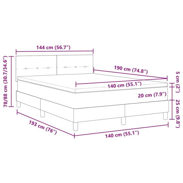 Boxspringbett mit Matratze Schwarz 140x190 cm Stoff