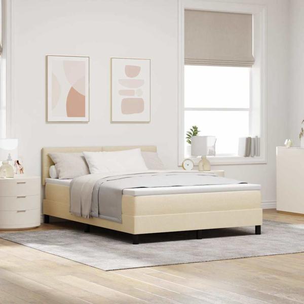 Boxspringbett mit Matratze Creme 140x200 cm Stoff