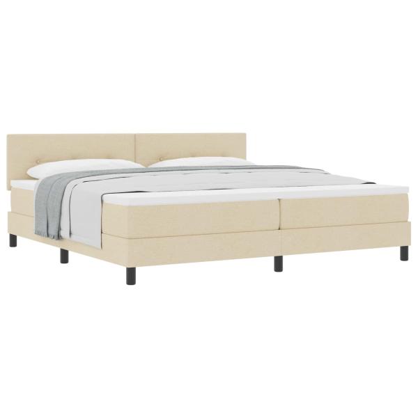 Boxspringbett mit Matratze Creme 200x200 cm Stoff