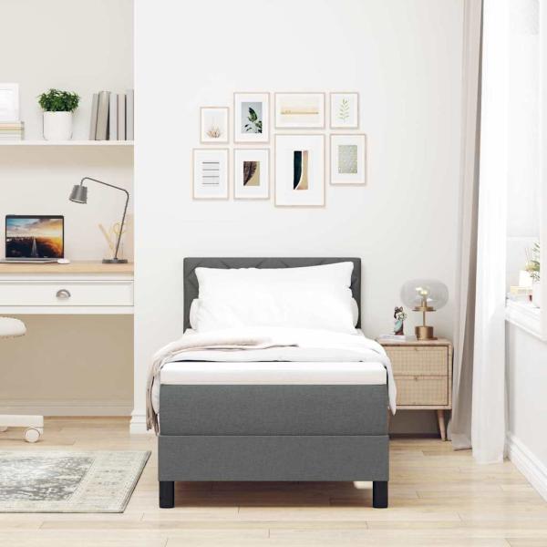 Boxspringbett mit Matratze Dunkelgrau 80x200 cm Stoff