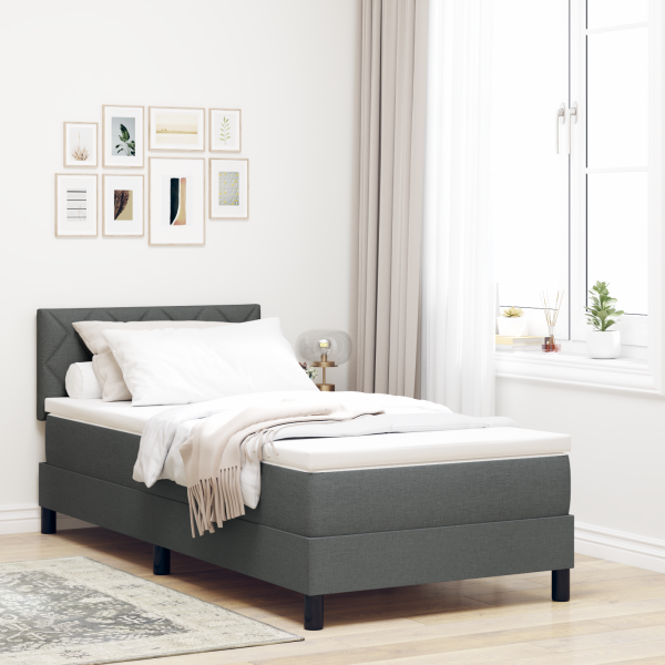 Boxspringbett mit Matratze Dunkelgrau 90x190 cm Stoff