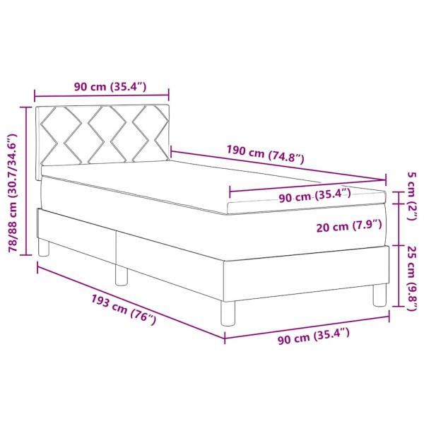 Boxspringbett mit Matratze Taupe 90x190 cm Stoff