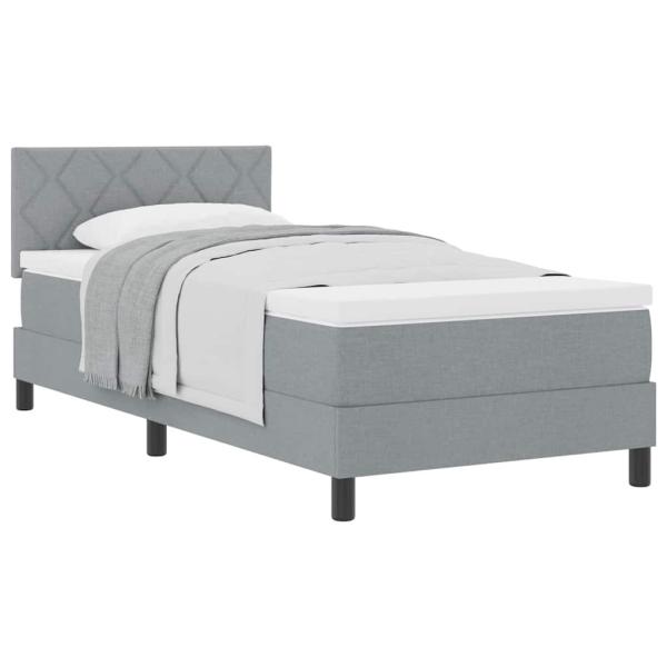 Boxspringbett mit Matratze Hellgrau 90x200 cm Stoff