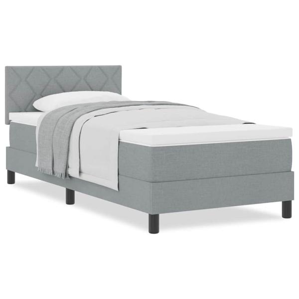 Boxspringbett mit Matratze Hellgrau 90x200 cm Stoff