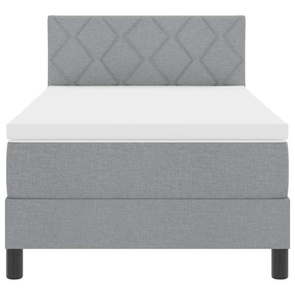 Boxspringbett mit Matratze Hellgrau 90x200 cm Stoff