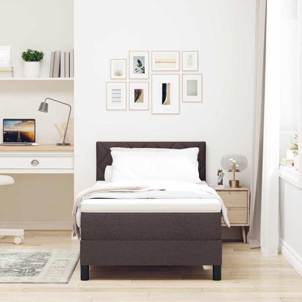Boxspringbett mit Matratze Dunkelbraun 90x200 cm Stoff