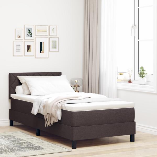 Boxspringbett mit Matratze Dunkelbraun 90x200 cm Stoff