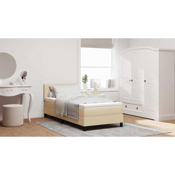 Boxspringbett mit Matratze Creme 90x200 cm Stoff