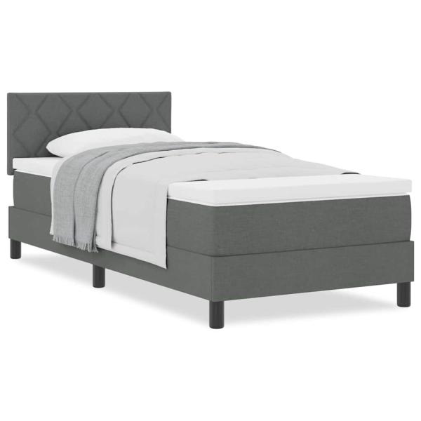 Boxspringbett mit Matratze Dunkelgrau 100x200 cm Stoff