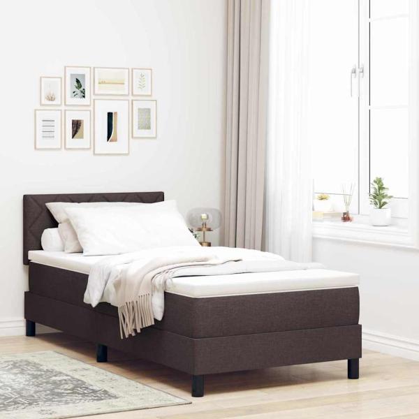 Boxspringbett mit Matratze Dunkelbraun 100x200 cm Stoff