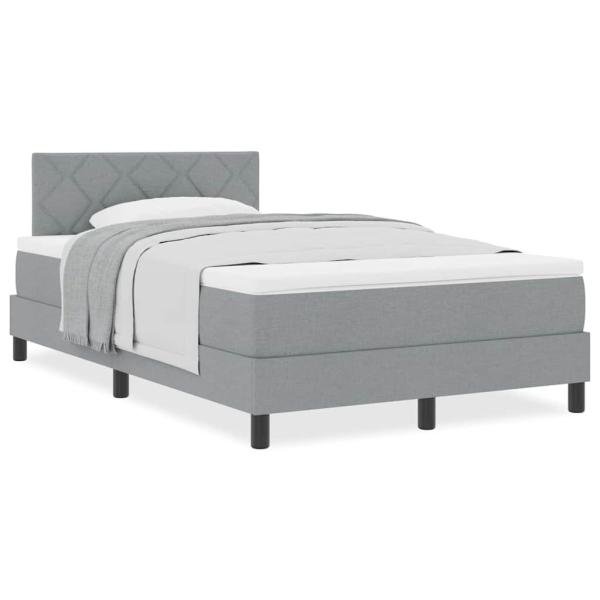 Boxspringbett mit Matratze Hellgrau 120x190 cm Stoff