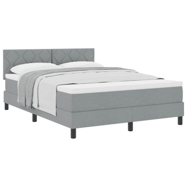 Boxspringbett mit Matratze Hellgrau 140x190 cm Stoff