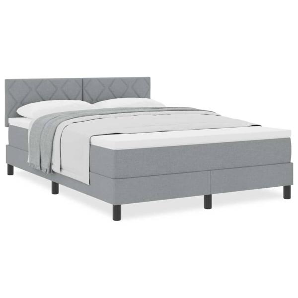 Boxspringbett mit Matratze Hellgrau 140x200 cm Stoff