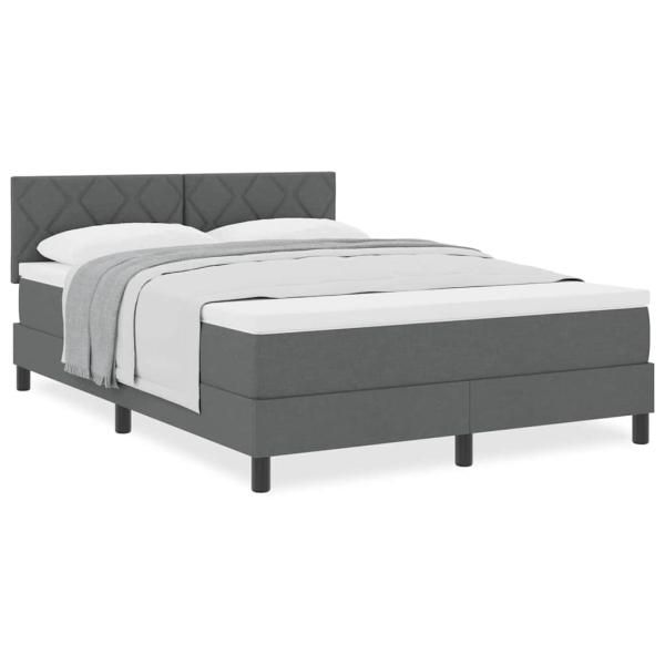 Boxspringbett mit Matratze Dunkelgrau 140x200 cm Stoff