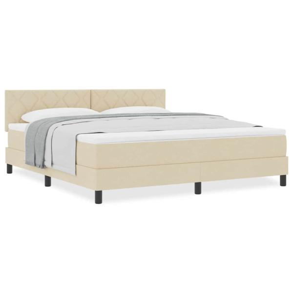 Boxspringbett mit Matratze Creme 180x200 cm Stoff