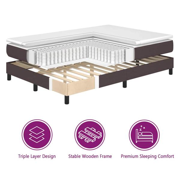 Boxspringbett mit Matratze Dunkelbraun 200x200 cm Stoff