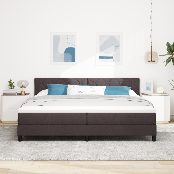 Boxspringbett mit Kopfteil Dunkelbraun 200 x 200 cm Stoff