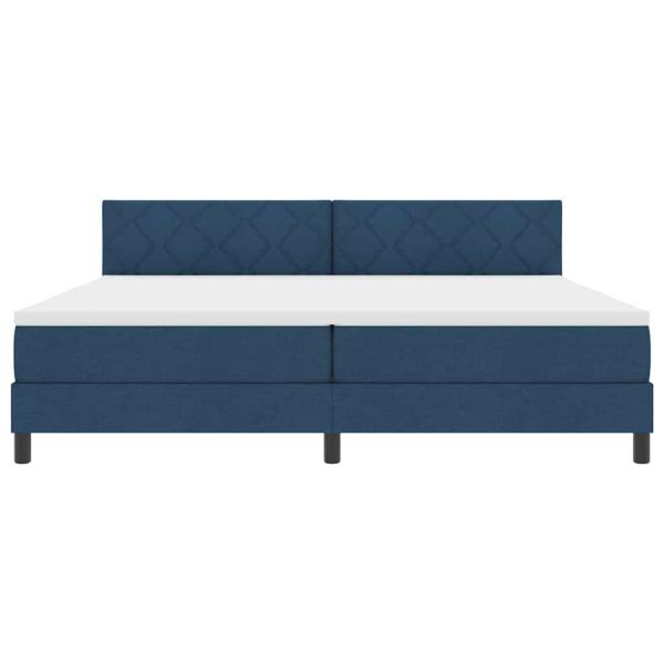 Boxspringbett mit Kopfteil Blau 200 x 200 cm Stoff