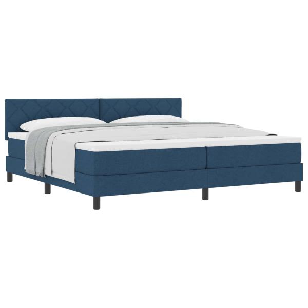Boxspringbett mit Kopfteil Blau 200 x 200 cm Stoff