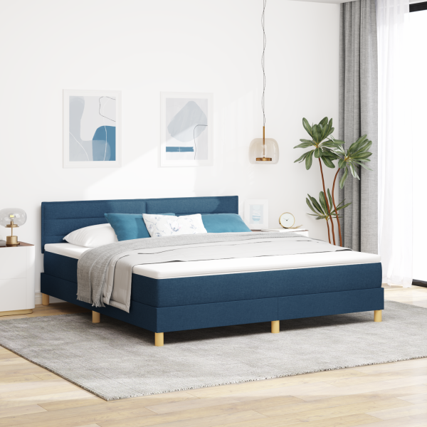 Boxspringbett mit Matratze Blau 180x200 cm Stoff