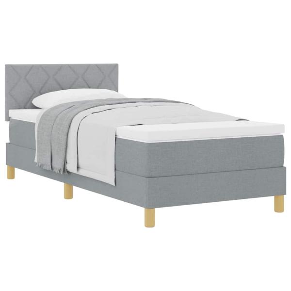 Boxspringbett mit Matratze Hellgrau 100x200 cm Stoff