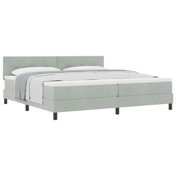 Boxspringbett mit Matratze Hellgrau 200x200 cm Samt
