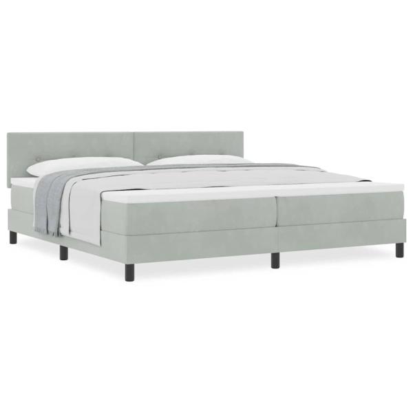 Boxspringbett mit Matratze Hellgrau 200x200 cm Samt