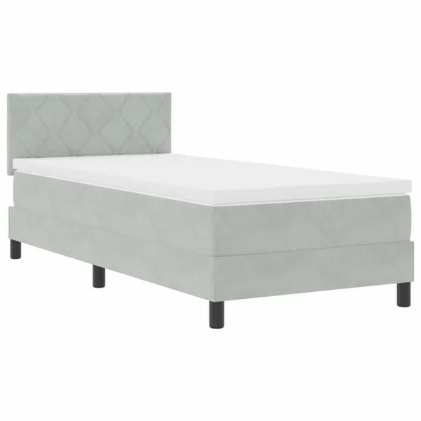 Boxspringbett mit Matratze Hellgrau 90x200 cm Samt