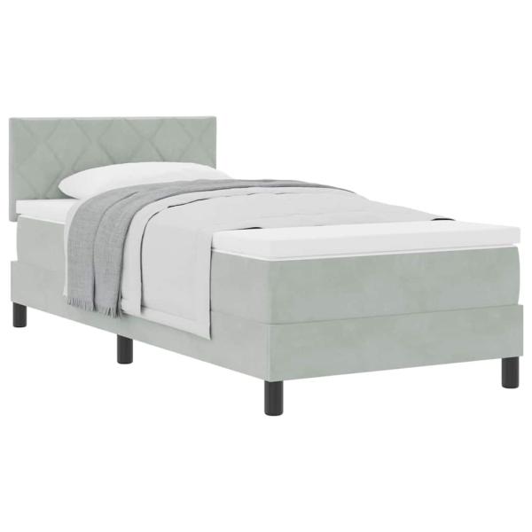 Boxspringbett mit Matratze Hellgrau 90x200 cm Samt