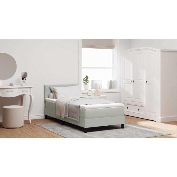 Boxspringbett mit Kopfteil Hellgrau 90 x 200 cm Samt