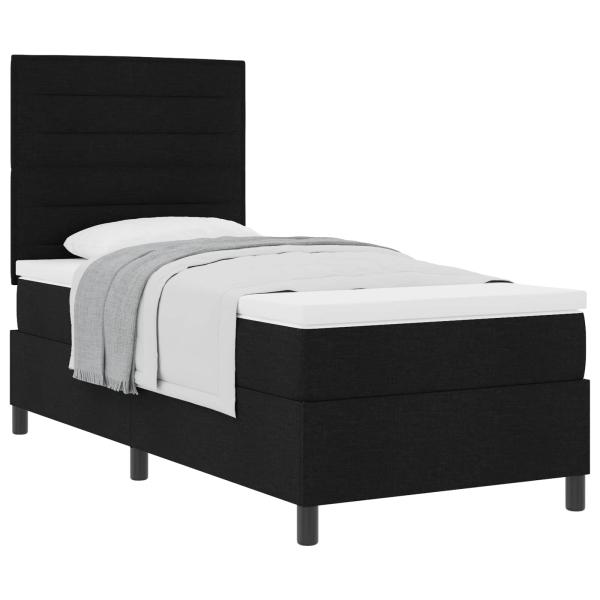 Boxspringbett mit Matratze Schwarz 80x200 cm Stoff