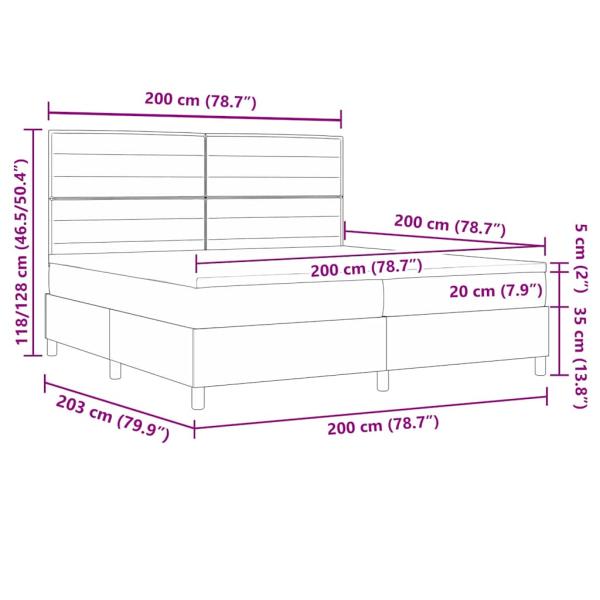 Boxspringbett mit Matratze Dunkelgrau 200x200 cm Stoff